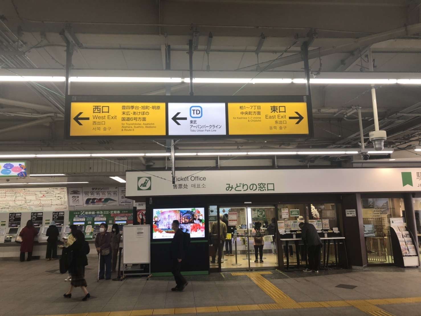 柏駅中央改札口の東口案内